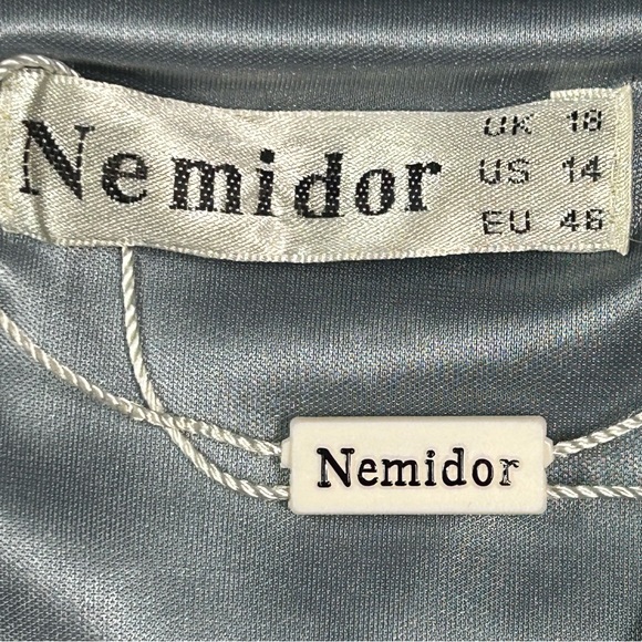 Womens Long Sleeve Velvet Dress Size 14 Stretchy V Neck Ruched Party Blue NWT - Picture 8 of 16